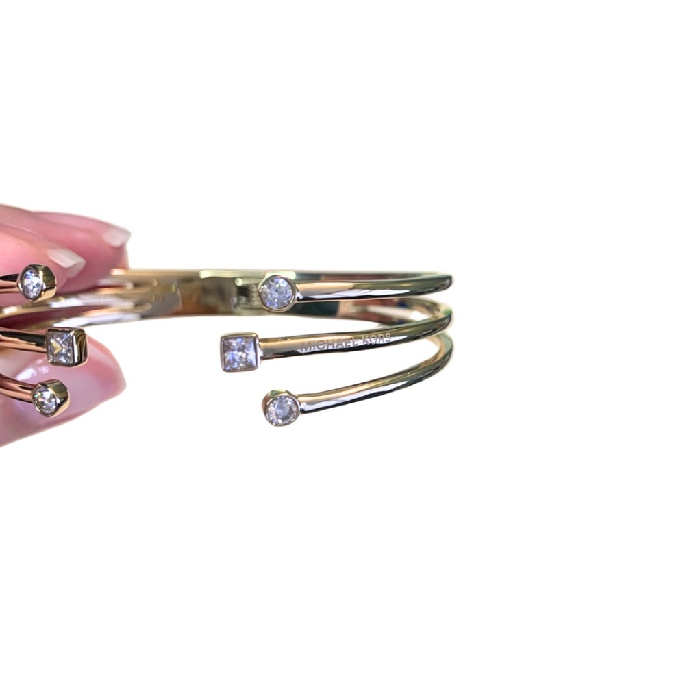 Michael Kors Adjustable Gold Statement Cuff Cryst… - image 2